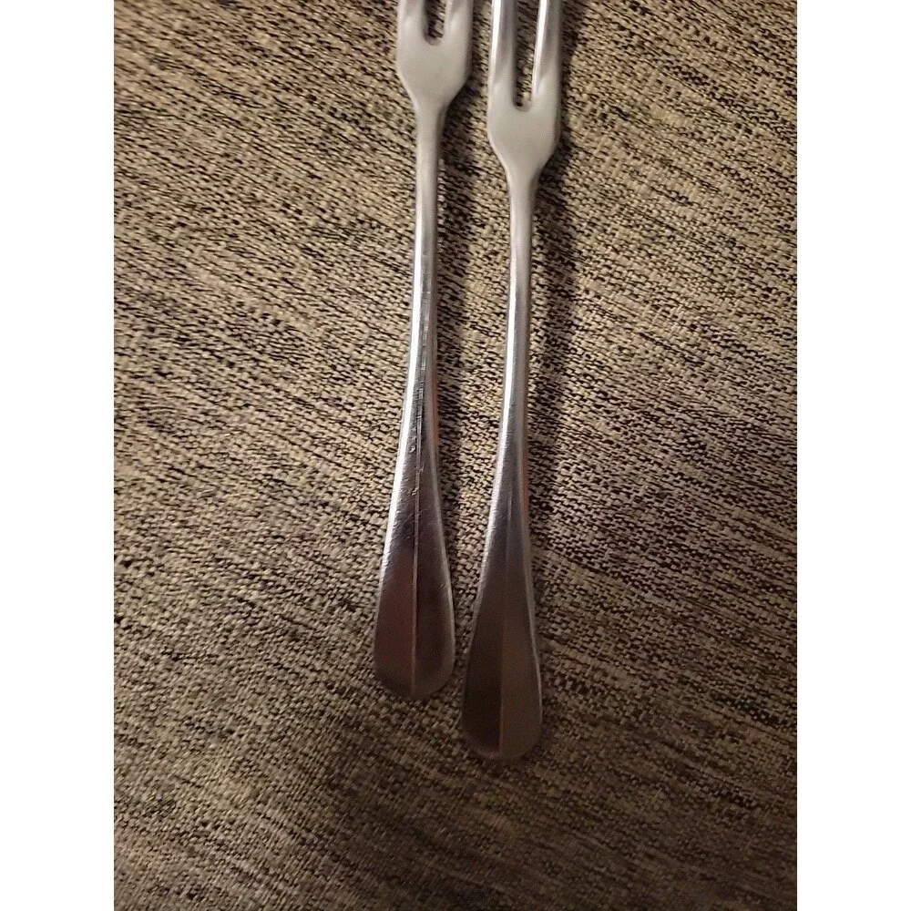 Pair Fondue Forks MCM Silvertone France Vintage h'orderves Appetizer